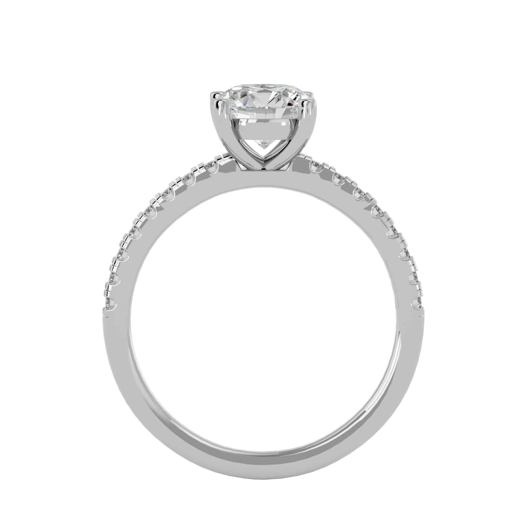 Petite Band Engagement Ring Pave Set Diamonds