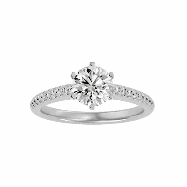 Solitaire Diamond Engagement Ring High Shoulder Pave SettingSolitaire Diamond Engagement Ring High Shoulder Pave Setting