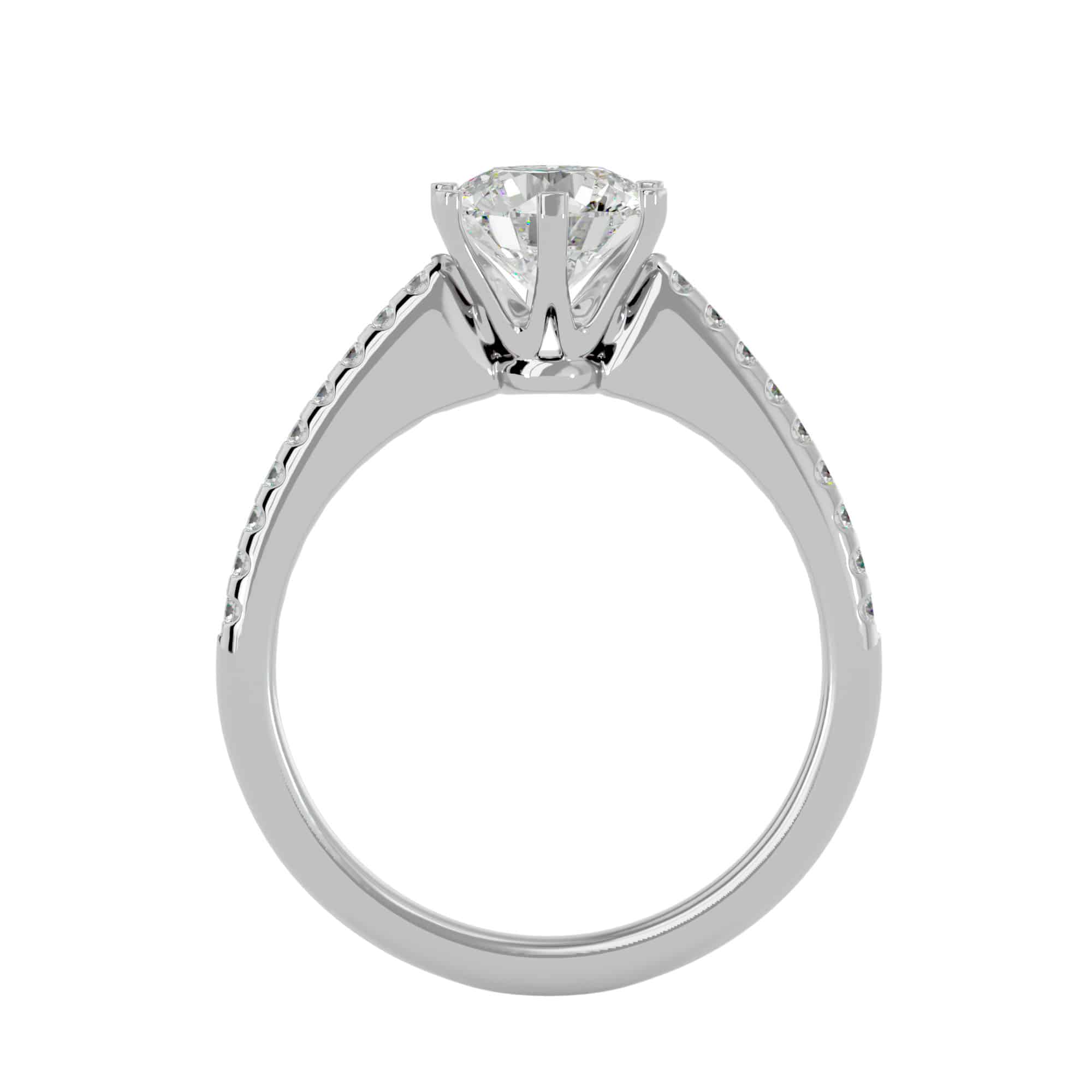 Solitaire Diamond Engagement Ring High Shoulder Pave Setting