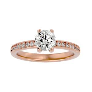 north south floating engagement ring setting with 18k rose gold metal and round shape diamond