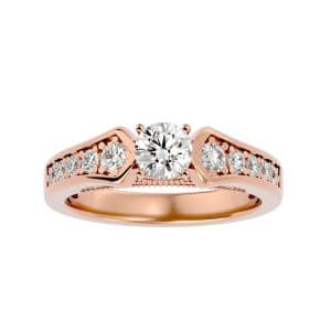 lucy solitaire diamond engagement ring thick shank setting with 18k rose gold metal and round shape diamond