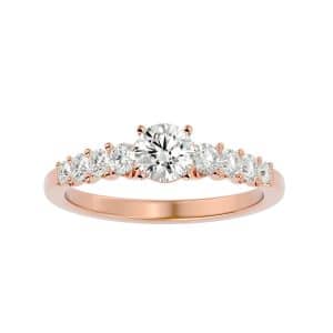 flared band engagement ring solitaire diamond setting with 18k rose gold metal and round shape diamond
