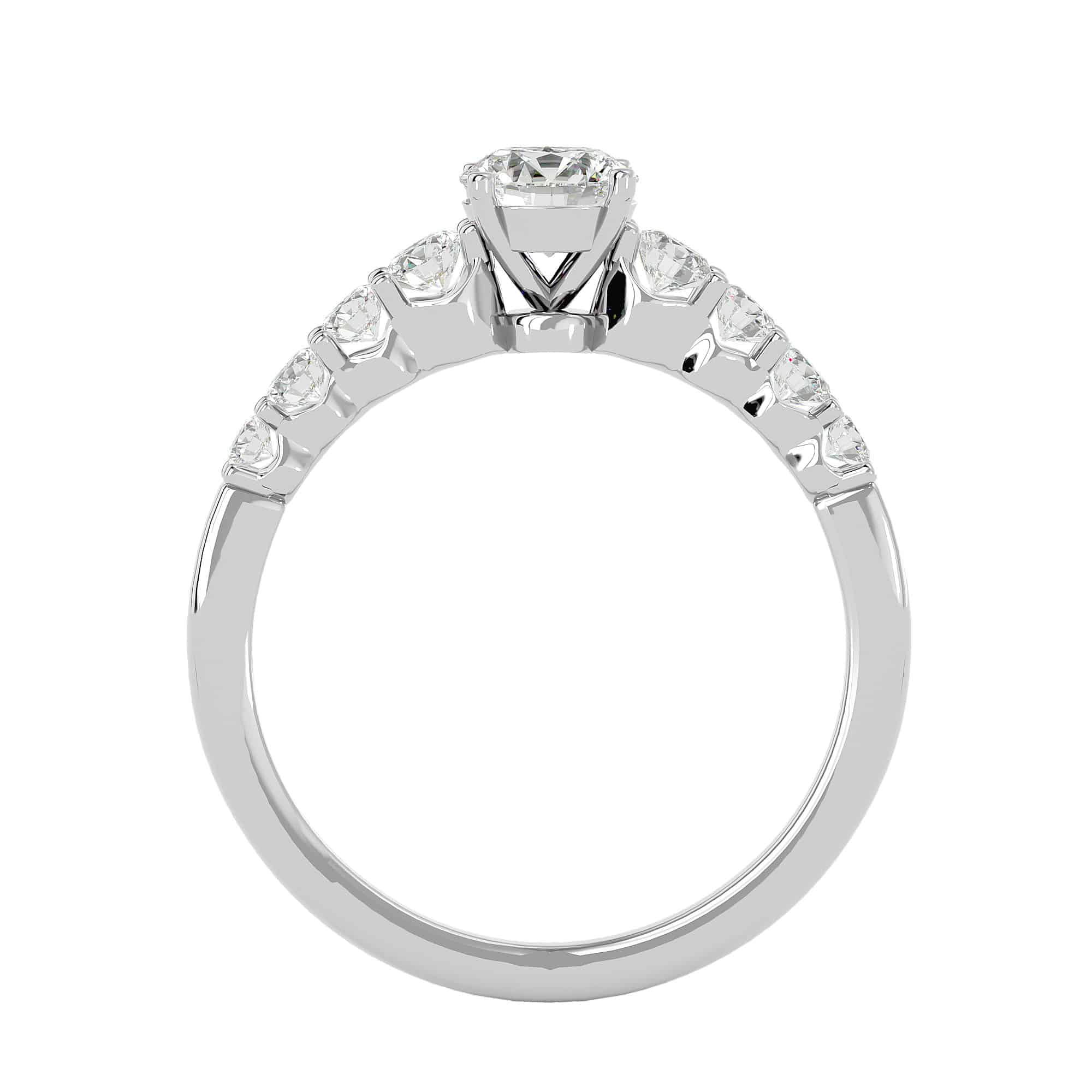 Flared Band Engagement Ring Solitaire Diamond Setting