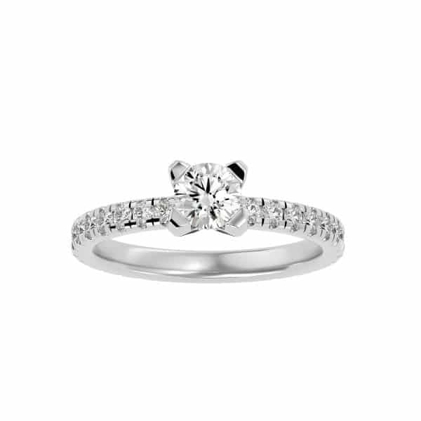 Hidden Halo Engagement Ring V Shape Diamond Claws SettingHidden Halo Engagement Ring V Shape Diamond Claws Setting