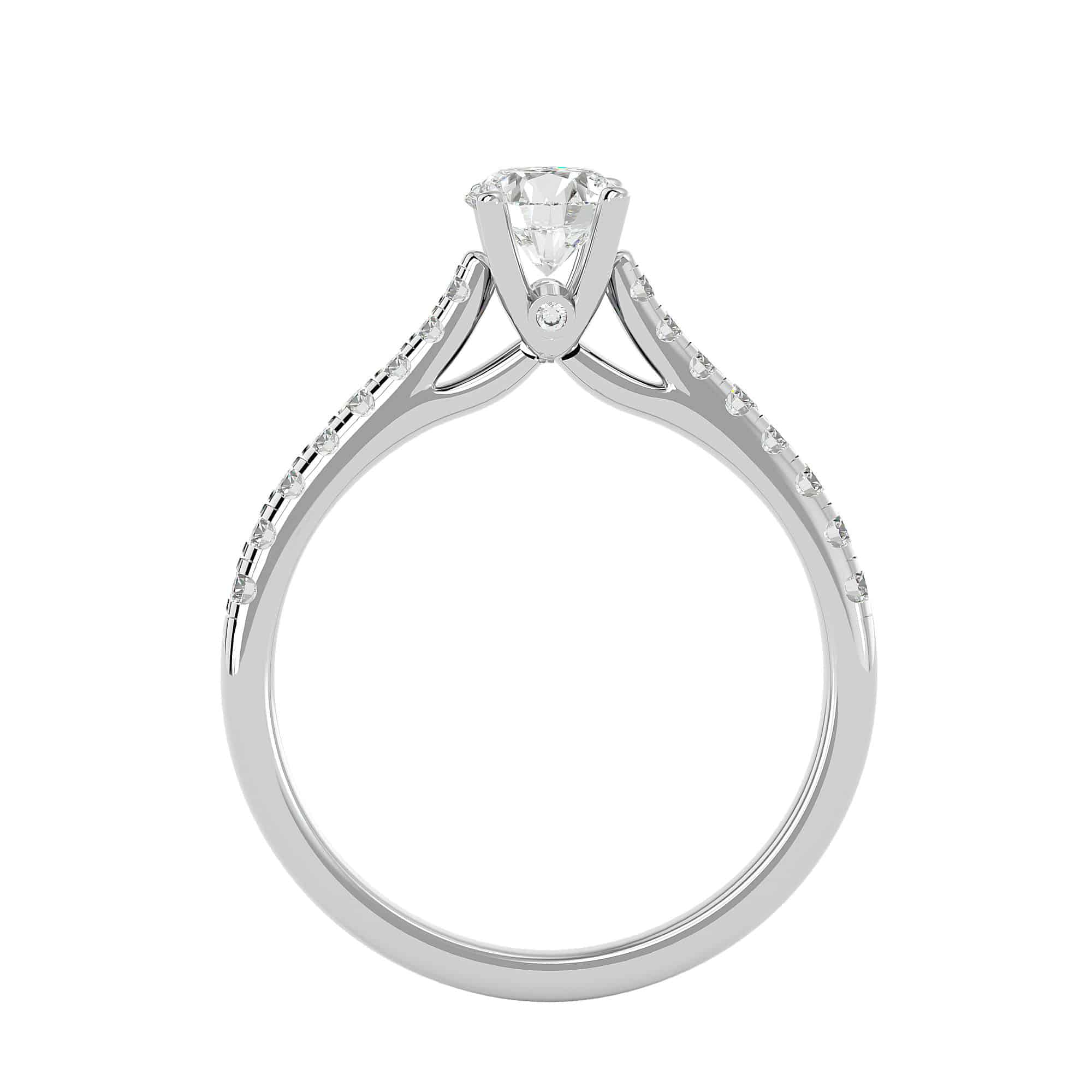 RX Solitaire Engagement Ring Cathedral Pave Setting