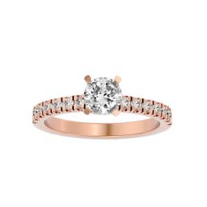 solitaire engagement ring arch prongs diamond setting with 18k rose gold metal and round shape diamond