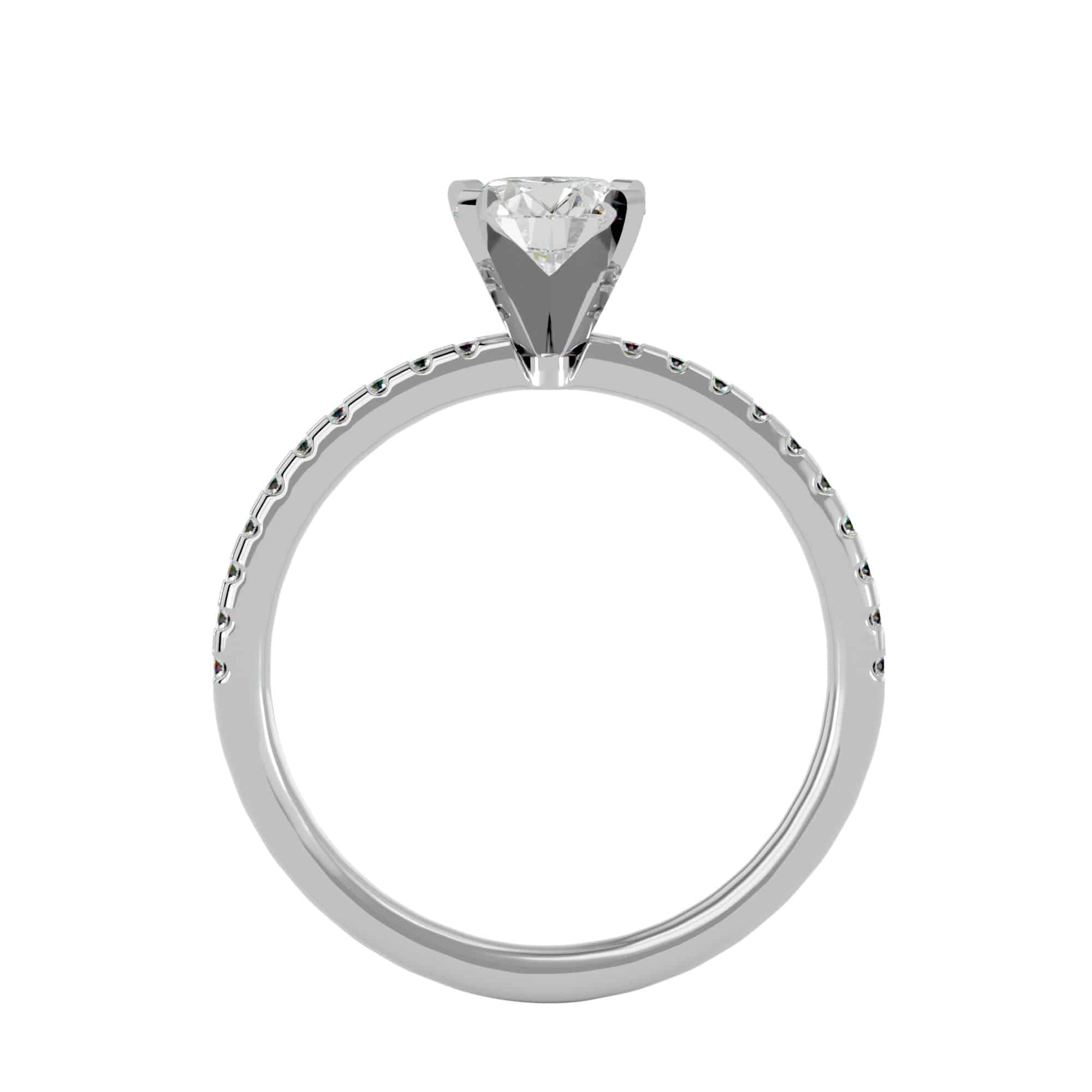 Solitiare Engagement Ring Petite Pave Set Diamonds