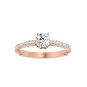 lucy hidden halo diamond ring setting with 18k rose gold metal and round shape diamond