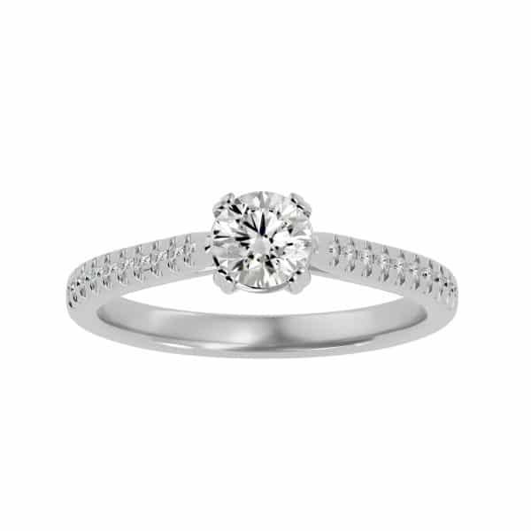 Solitaire Engagement Ring Double Prongs Pave SettingSolitaire Engagement Ring Double Prongs Pave Setting