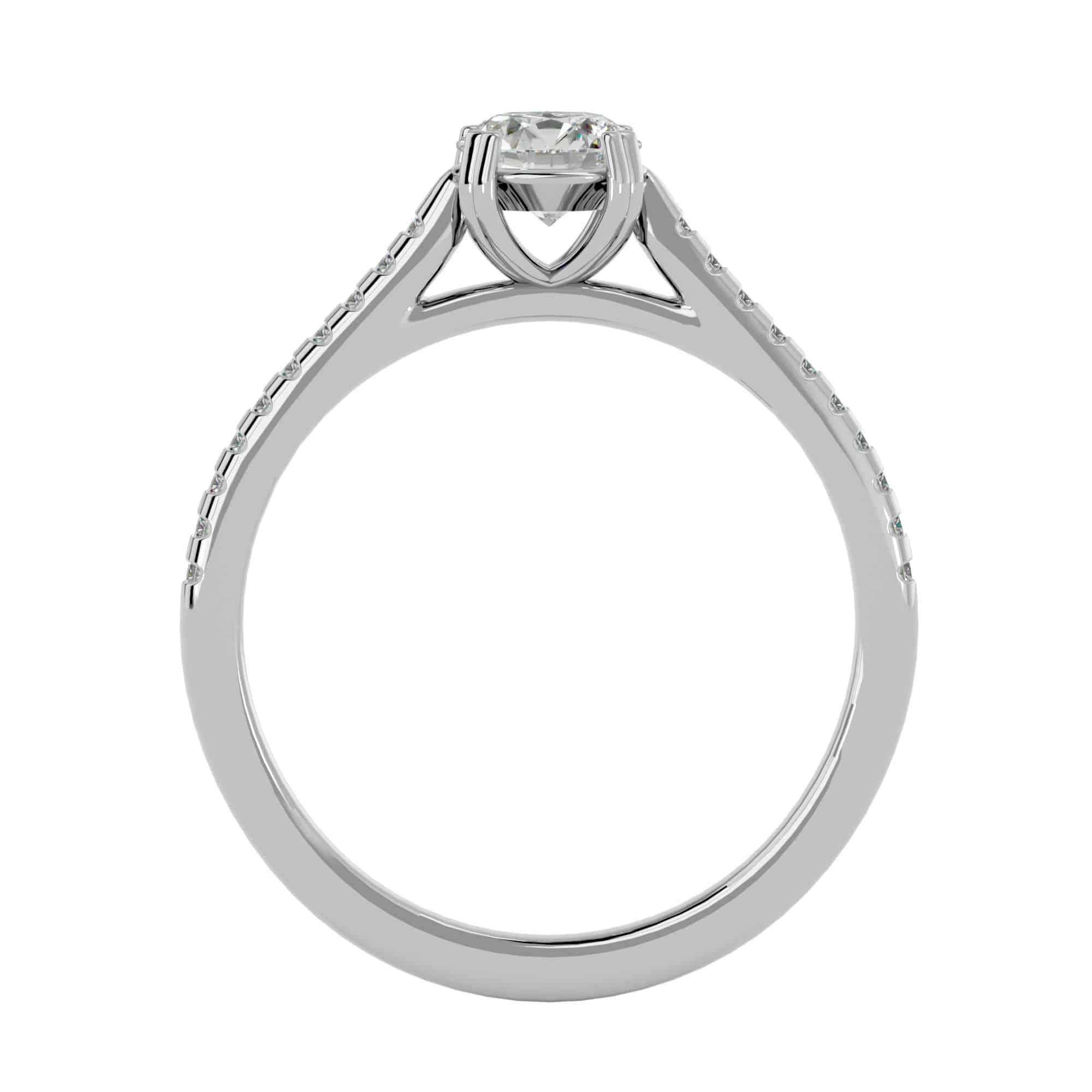 Solitaire Engagement Ring Double Prongs Pave Setting