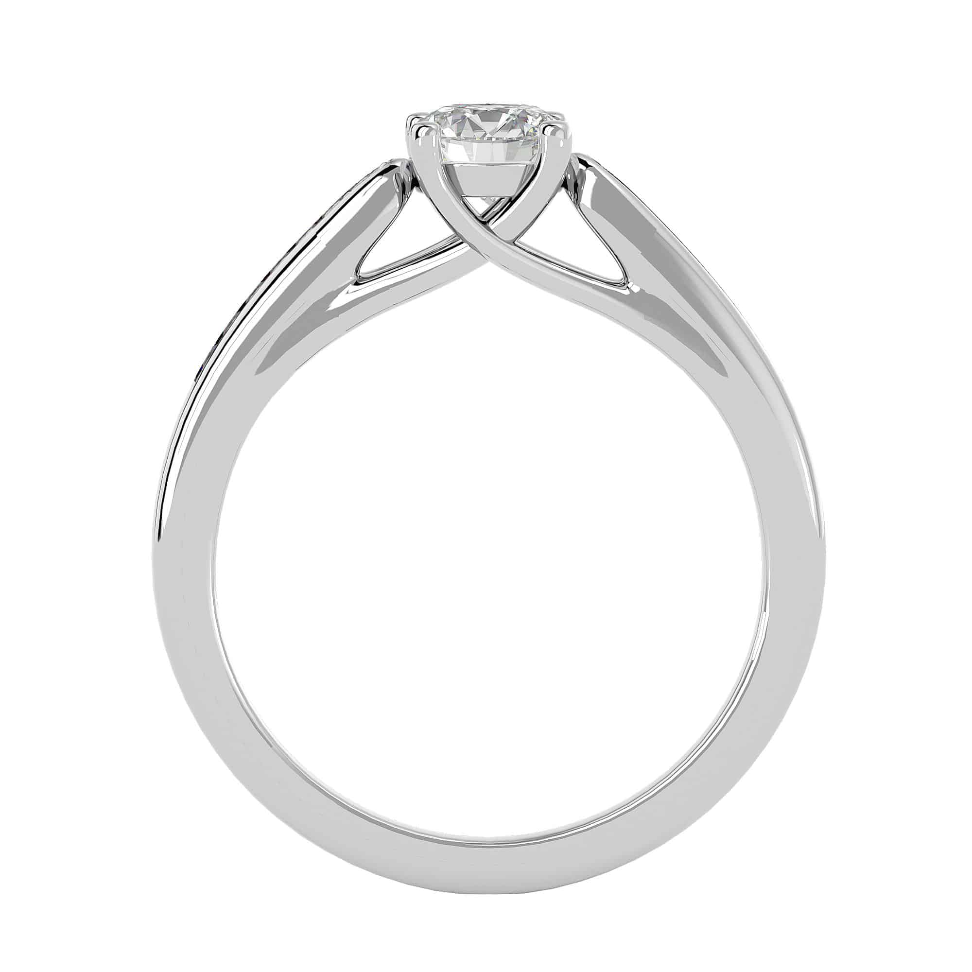 Solitaire Engagement Ring Cross-Claws Tapered Band