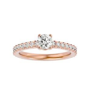 hidden halo engagement ring pave set diamonds with 18k rose gold metal and round shape diamond