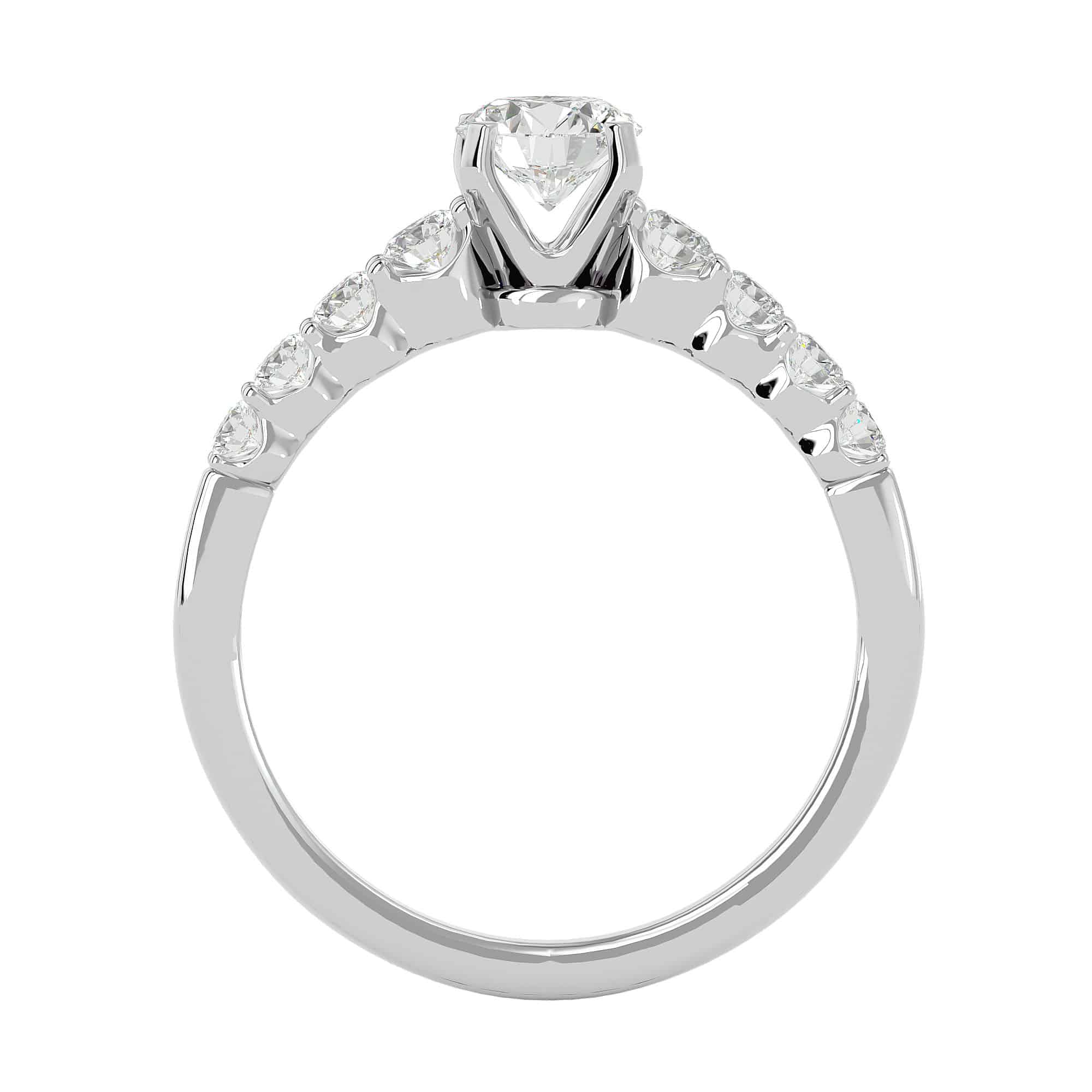 Diamond Solitaire Engagement Ring Share Prongs Side Stone Setting