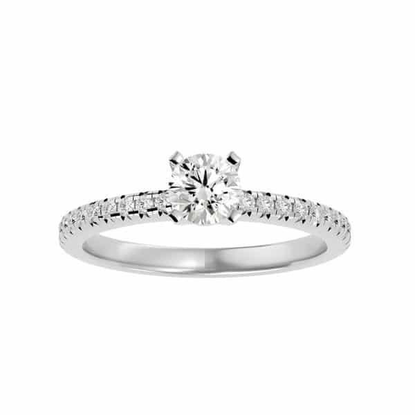 Pave Diamond Engagement Ring Simple Solitaire SettingPave Diamond Engagement Ring Simple Solitaire Setting