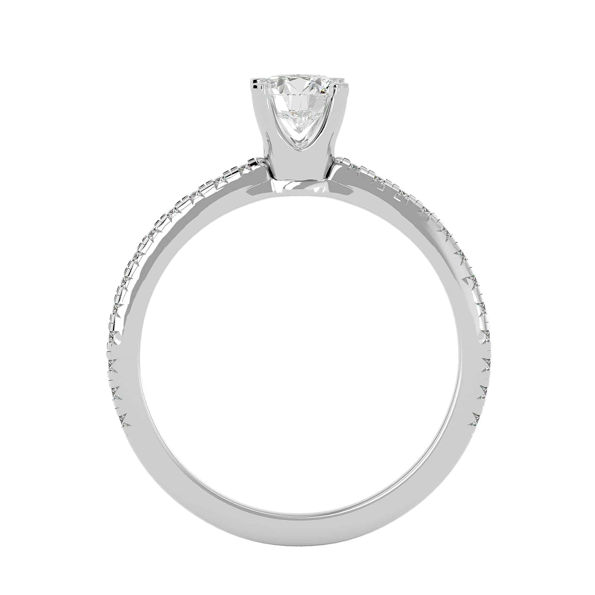 Pave Diamond Engagement Ring Simple Solitaire Setting