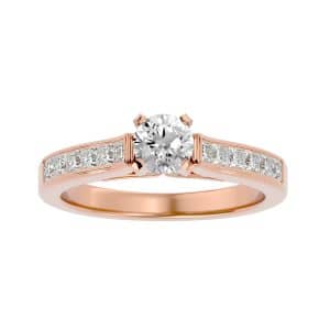 rx solitaire ring princess cut channel-set diamonds with 18k rose gold metal and round shape diamond