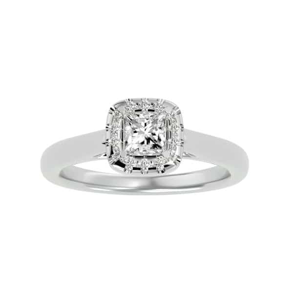 Princess Cut Crossed-Claws Halo Engagement RingPrincess Cut Crossed-Claws Halo Engagement Ring