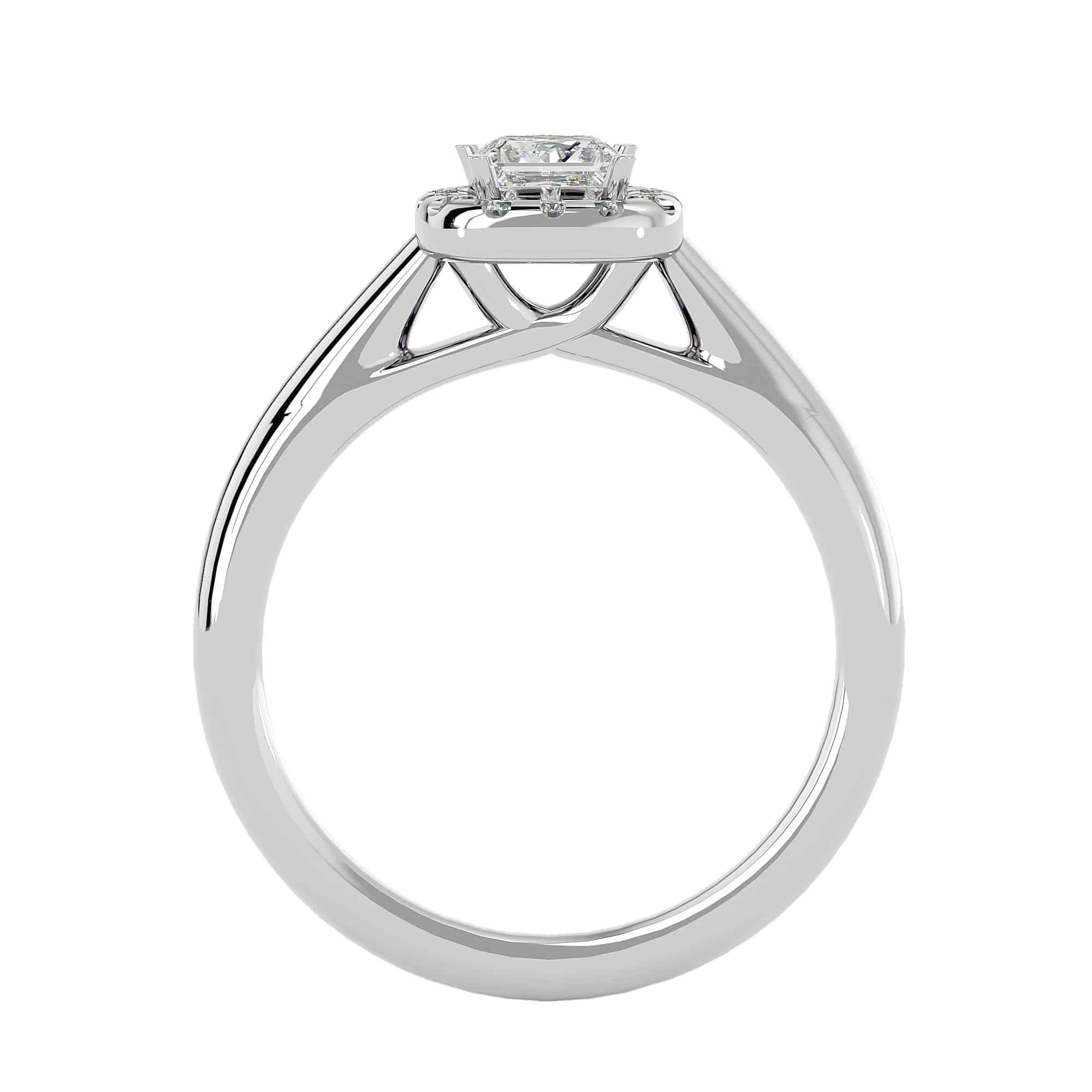 Princess Cut Crossed-Claws Halo Engagement Ring