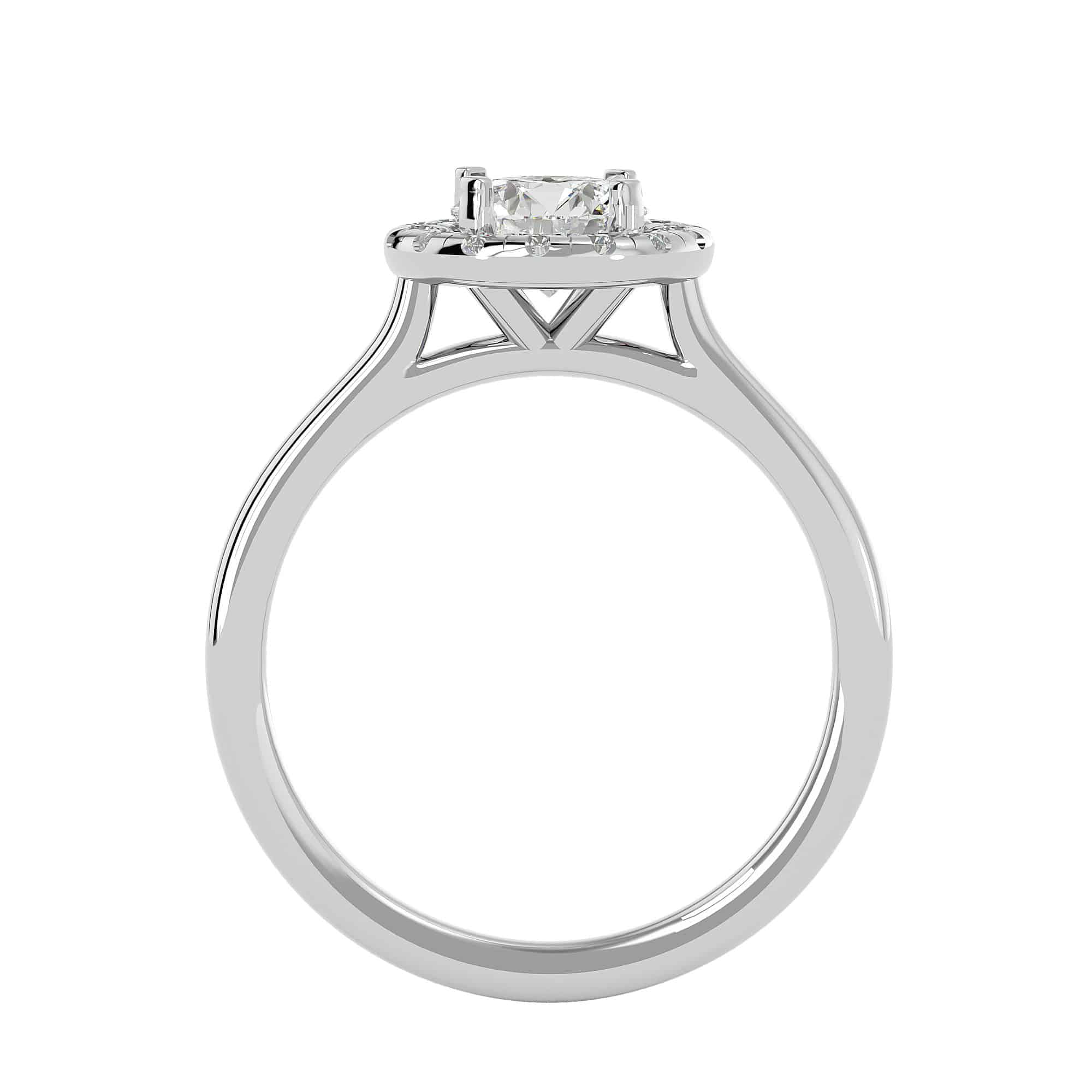 Round Cut Halo Engagement Ring Cathedral Setting