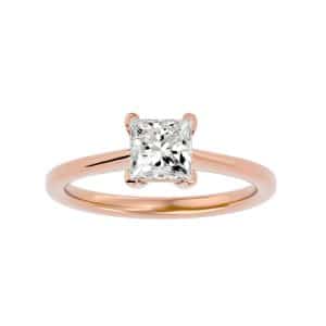 princess cut simple solitaire engagement ring with 18k rose gold metal and princess shape diamond