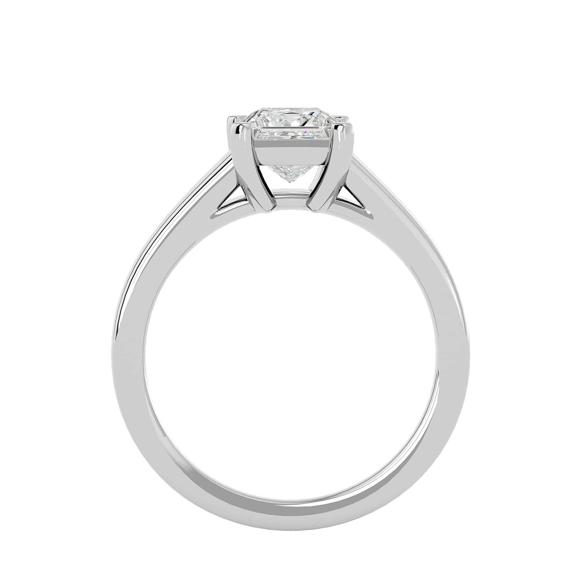 Princess Cut Solitaire Engagement Ring Thick Flared Band Setting