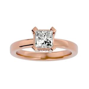 lucy princess cut hidden halo engagement ring tall setting with 18k rose gold metal and princess shape diamond