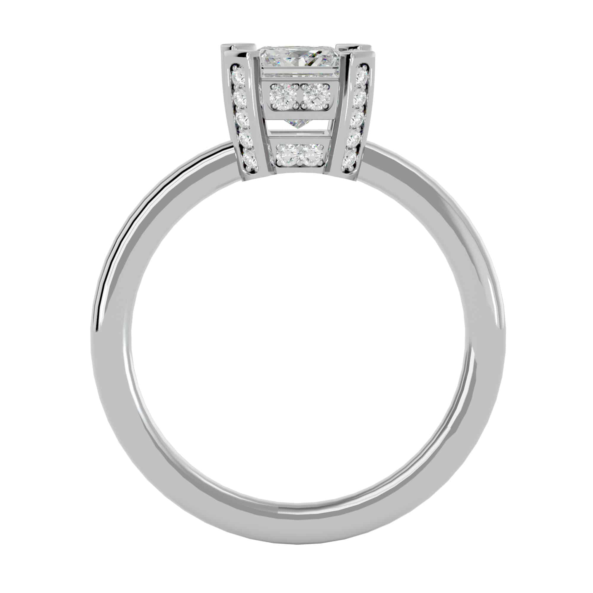 Lucy Princess Cut Hidden Halo Engagement Ring Tall Setting