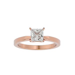 princess solitaire tulips engagement ring tall setting with 18k rose gold metal and princess shape diamond