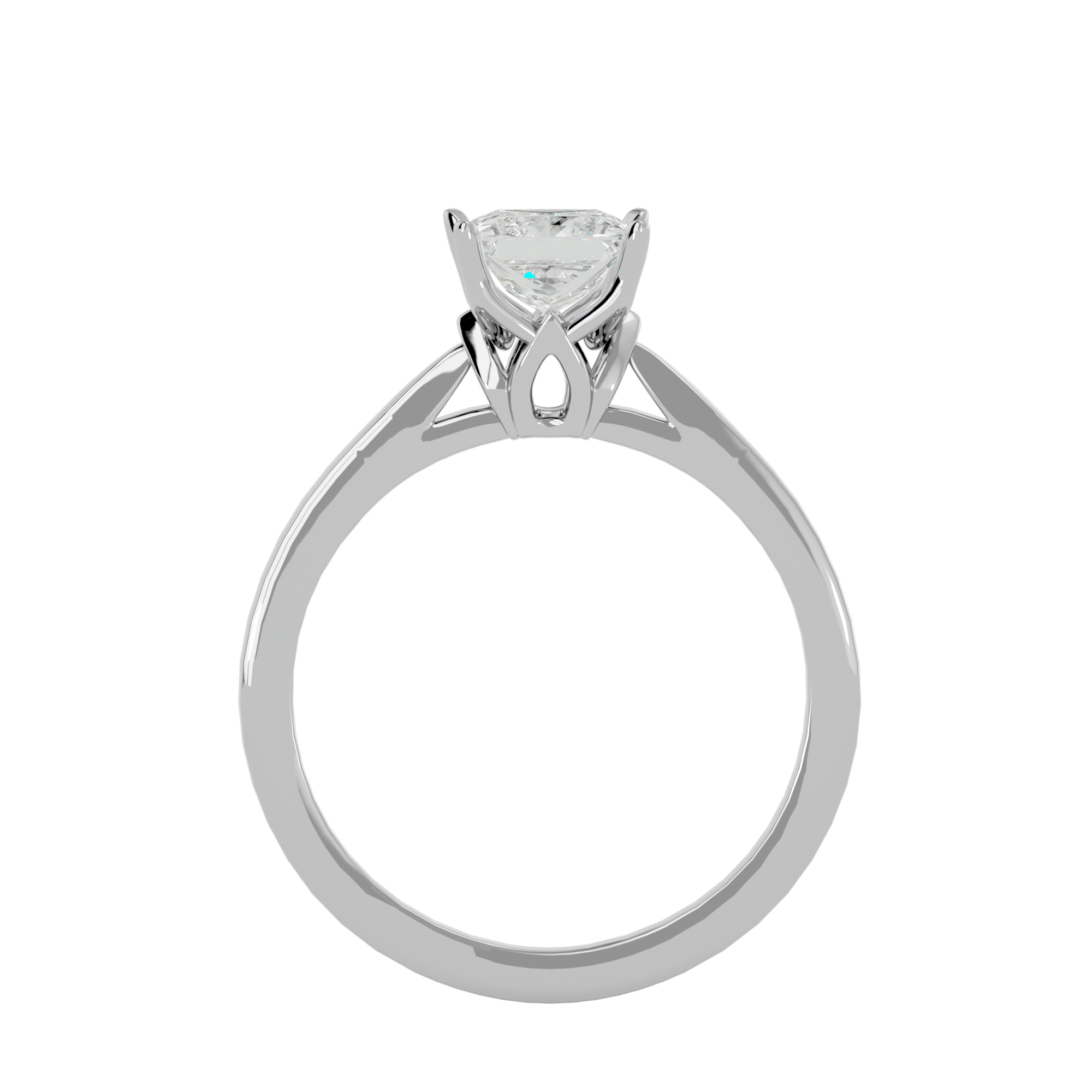 Princess Solitaire Tulips Engagement Ring Tall Setting