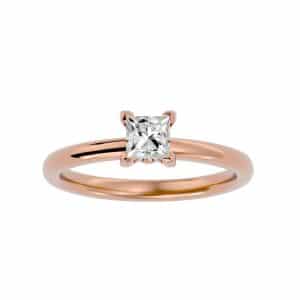 princess cut simple engagement ring with 18k rose gold metal and princess shape diamond