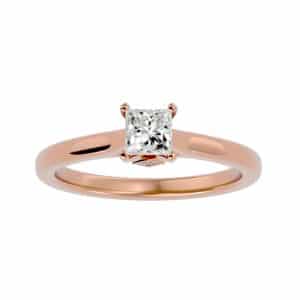 rx princess cut diamond engagement ring solitaire cathedral setting with 18k rose gold metal and princess shape diamond