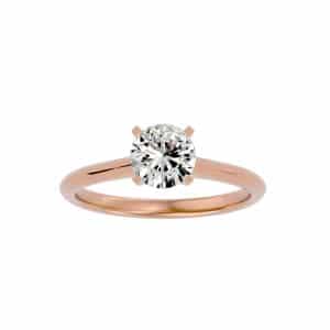 4 prongs solitaire engagement ring simple setting with 18k rose gold metal and round shape diamond