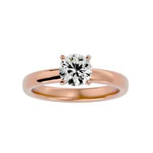 solitaire engagement ring rounded edge setting with 18k rose gold metal and round shape diamond