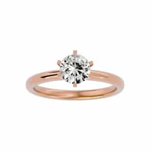 6 prong solitaire engagement ring high dome setting with 18k rose gold metal and round shape diamond