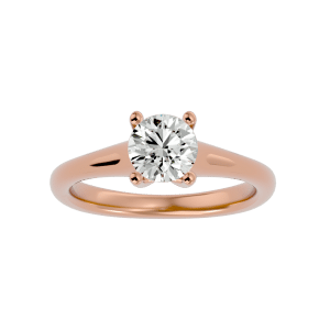 four claws low-setting solitaire engagement ring with 18k rose gold metal and round shape diamond