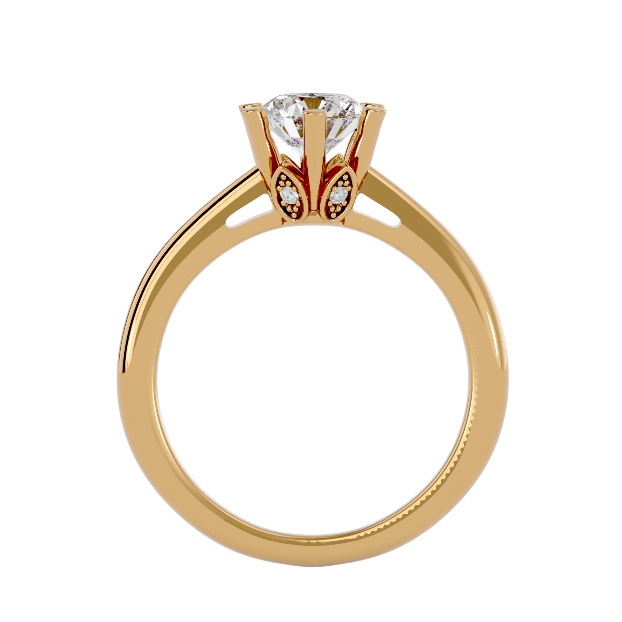Solitaire Diamond Hidden Tulips Engagement Ring