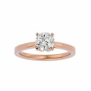 solitaire engagement ring flower claws setting with 18k rose gold metal and round shape diamond