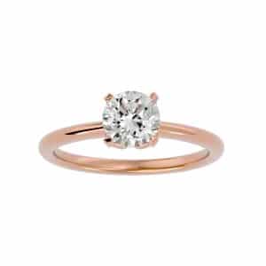 floral solitaire engagement ring petite setting with 18k rose gold metal and round shape diamond