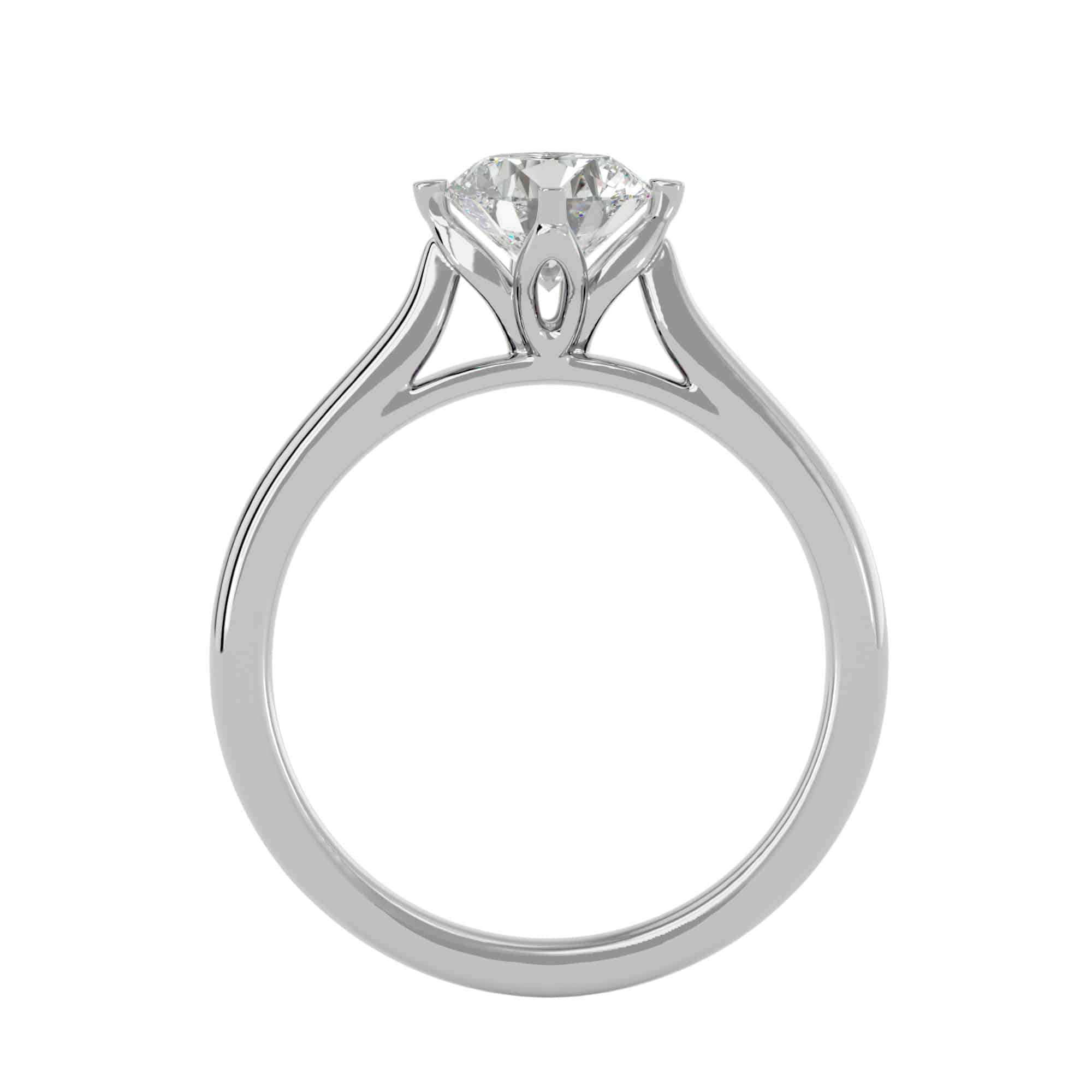 East West Solitaire Engagement Ring Flower Claws Setting