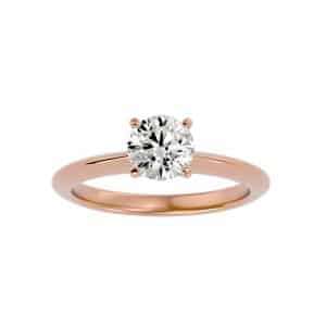 knife edge engagement ring 4 prongs setting with 18k rose gold metal and round shape diamond