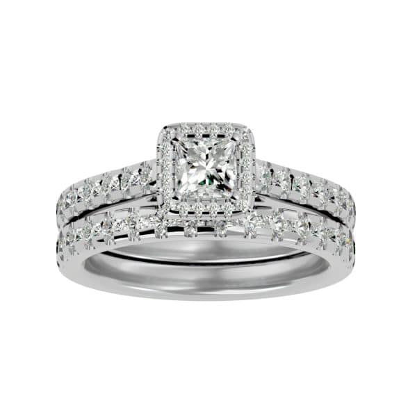Princess Cut Halo Diamond Ring With Matching Wedding BandPrincess Cut Halo Diamond Ring With Matching Wedding Band