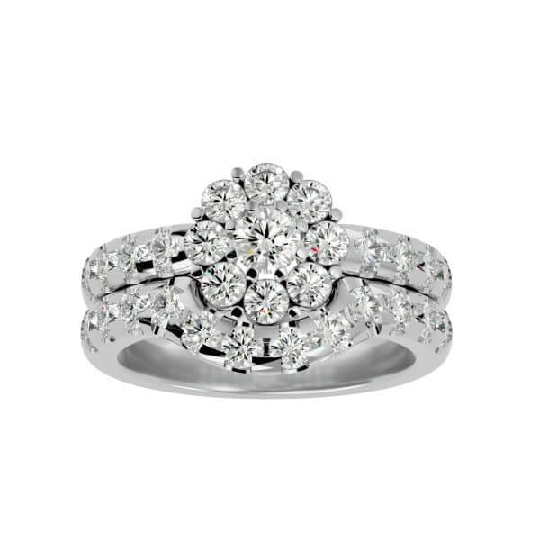 Cluster Halo Ring With Matching Diamond BandCluster Halo Ring With Matching Diamond Band