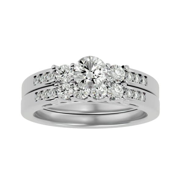 Three Stone Diamond Ring With Matching Wedding BandThree Stone Diamond Ring With Matching Wedding Band