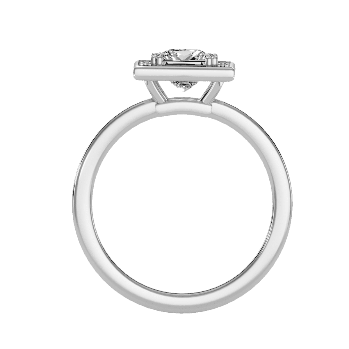 Princess Cut Square Halo Engagement Ring Plain Band Setting