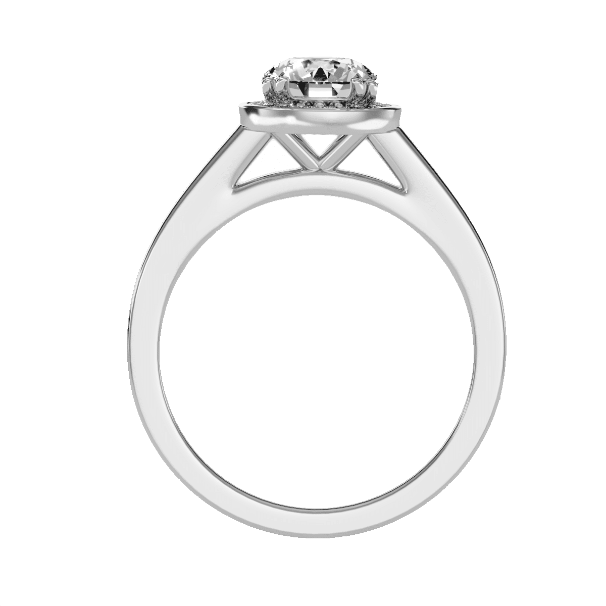 Halo Engagement Ring Thick Plain Band Setting