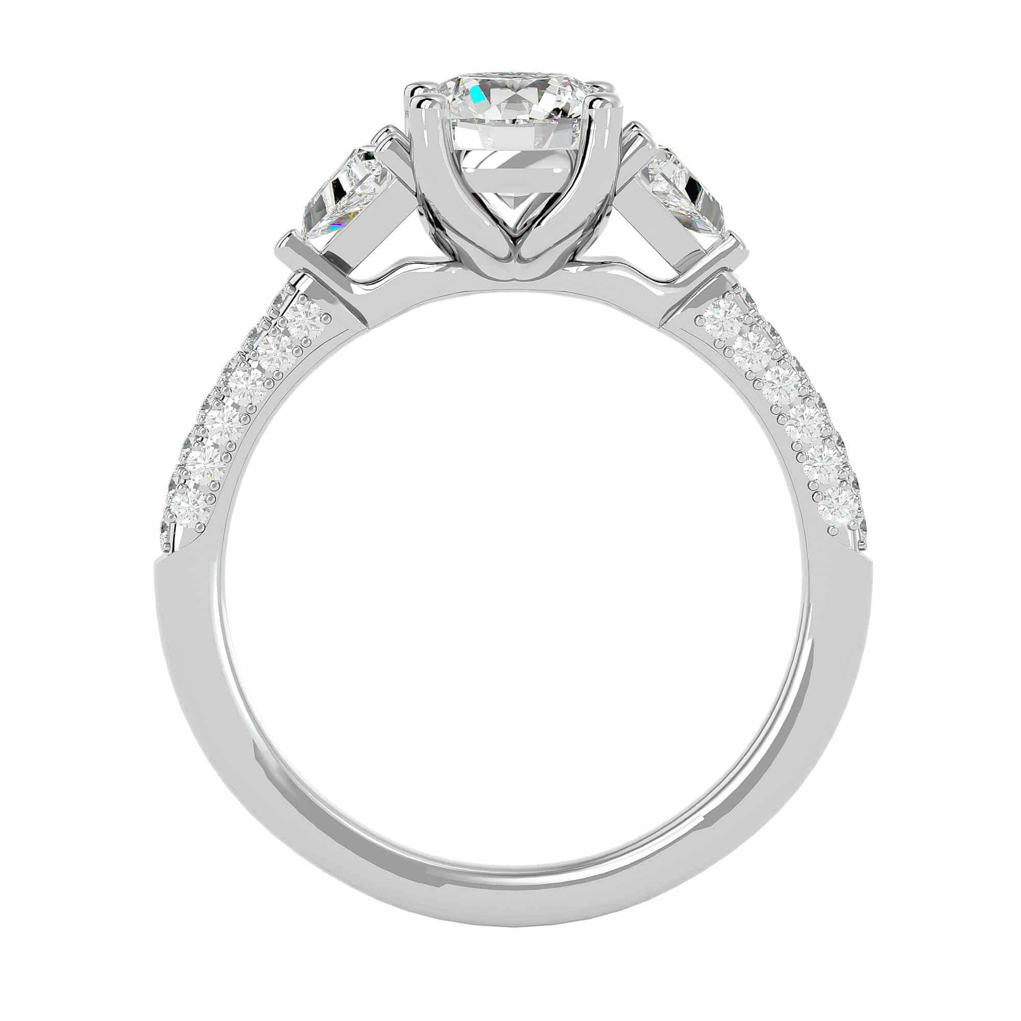 Trillion Diamond Engagement Ring Three Stone Setting