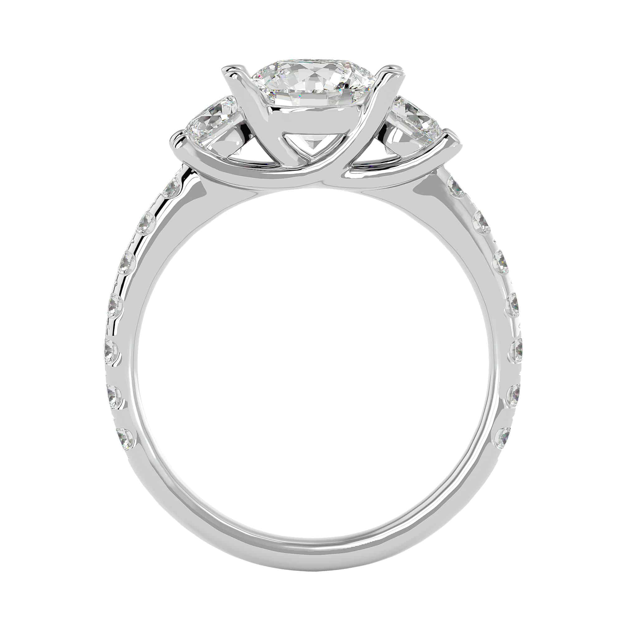 Shared Claws Three Stone Engagement Ring