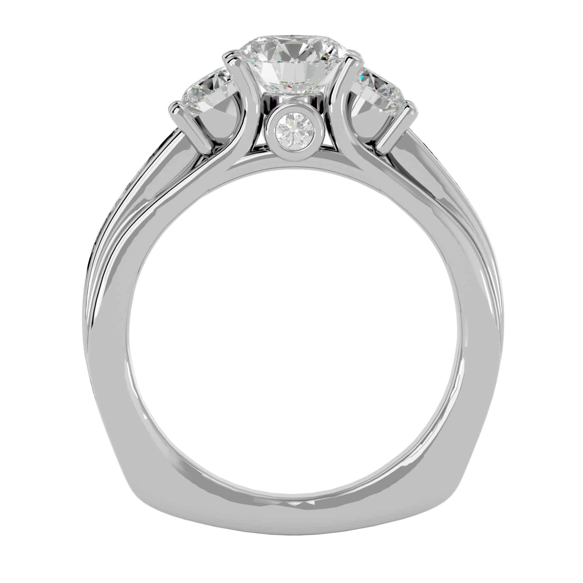 RX Three Stone Engagement Ring Pinpoin-Set