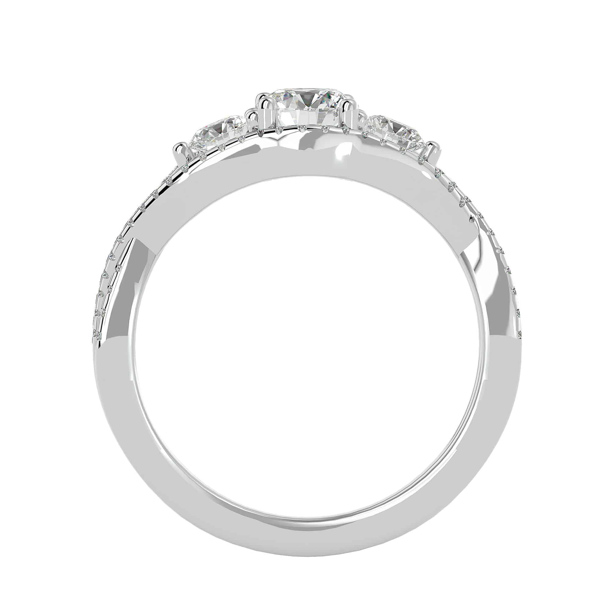 Lucy Three Stone Criss-Crossed Engagement Ring