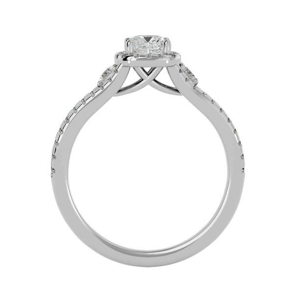 Lucy Split Band Halo Pave-Set Diamond Engagement Ring